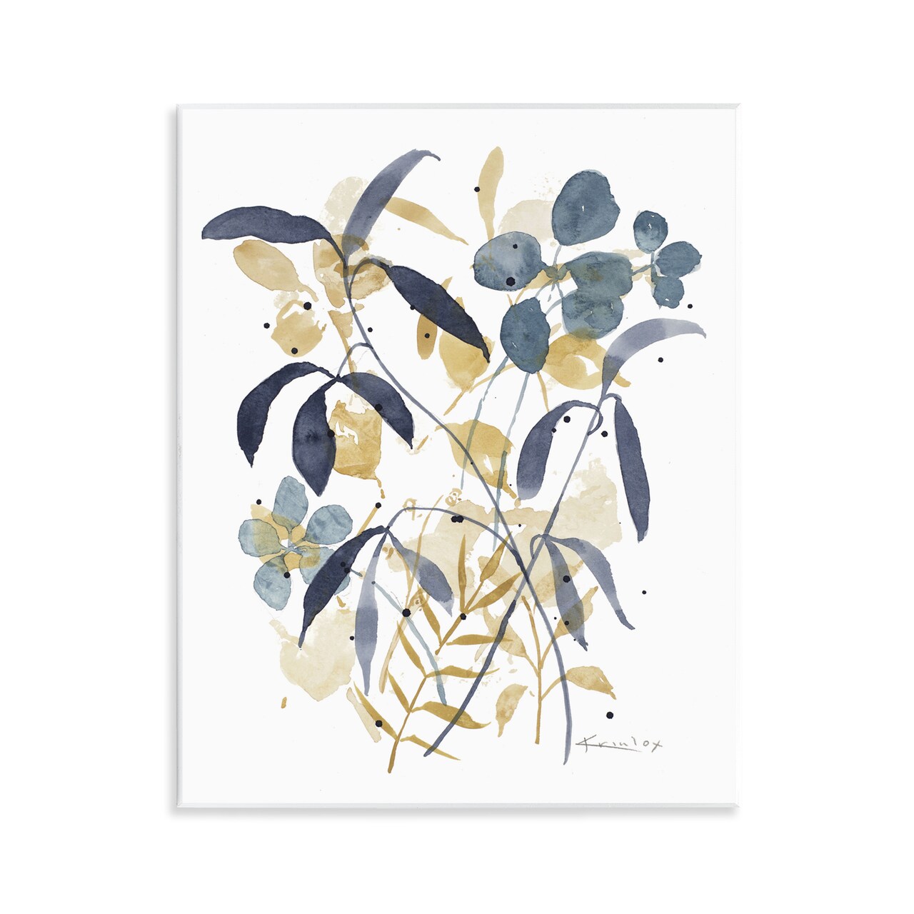 Stupell Industries Blue & Yellow Plant Impressions Wall Plaque Design by Krinlox